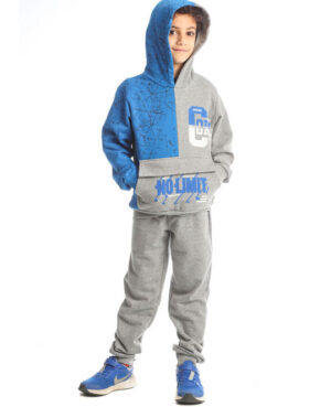 Joyce Σετ Φόρμας χωρίς χνούδι με κουκουλα  για Αγόρι Γκρι οδ.2266145