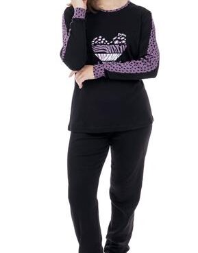 Πυζάμα χειμερινή βαμβακερή γυναικεία BILLY με τύπωμα "heart"