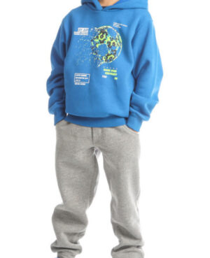 Joyce Σετ Φόρμας χειμερινή με κουκούλα για Αγόρι μπλέ με γκρι μελανζέ