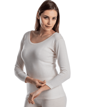 Φανέλα γυναικεία λεπτή μισομάλλινη με μακρύ μανίκι 50% Μαλλί 50 % βαμβάκι.