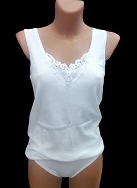 Φανελάκια βαμβακερά γυναικεία χωρίς μανίκι με φαρδιά ράντα και μοτίφ