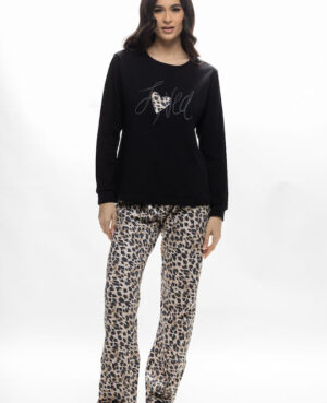 Γυναικεία Χειμερινή πυζάμα γυναικεία ANIMAL BLACK
