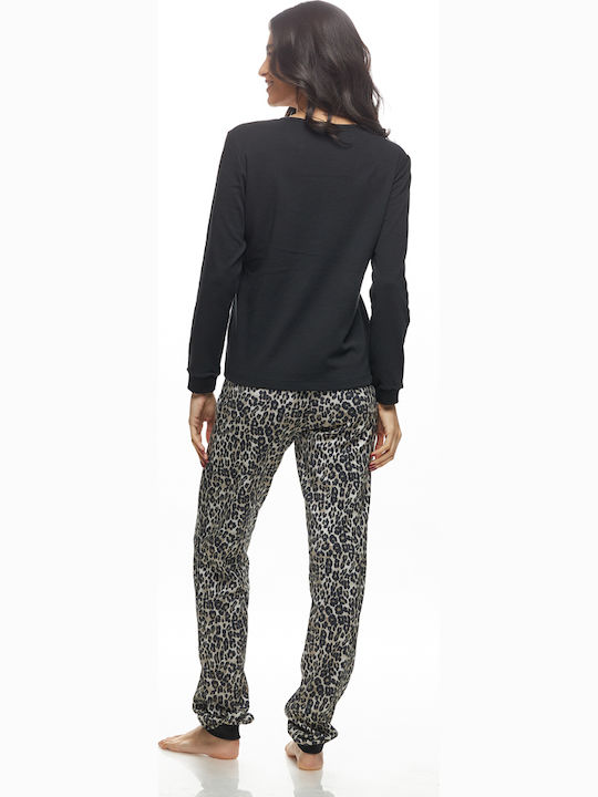 Γυναικεία Χειμερινή πυζάμα γυναικεία ANIMAL BLACK "The real boss" - Image 4